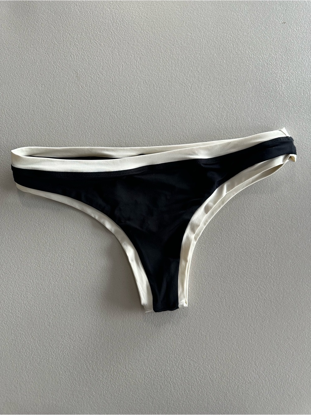L*Space Bitsy Cut Black Bikini Bottom with Cream Trim